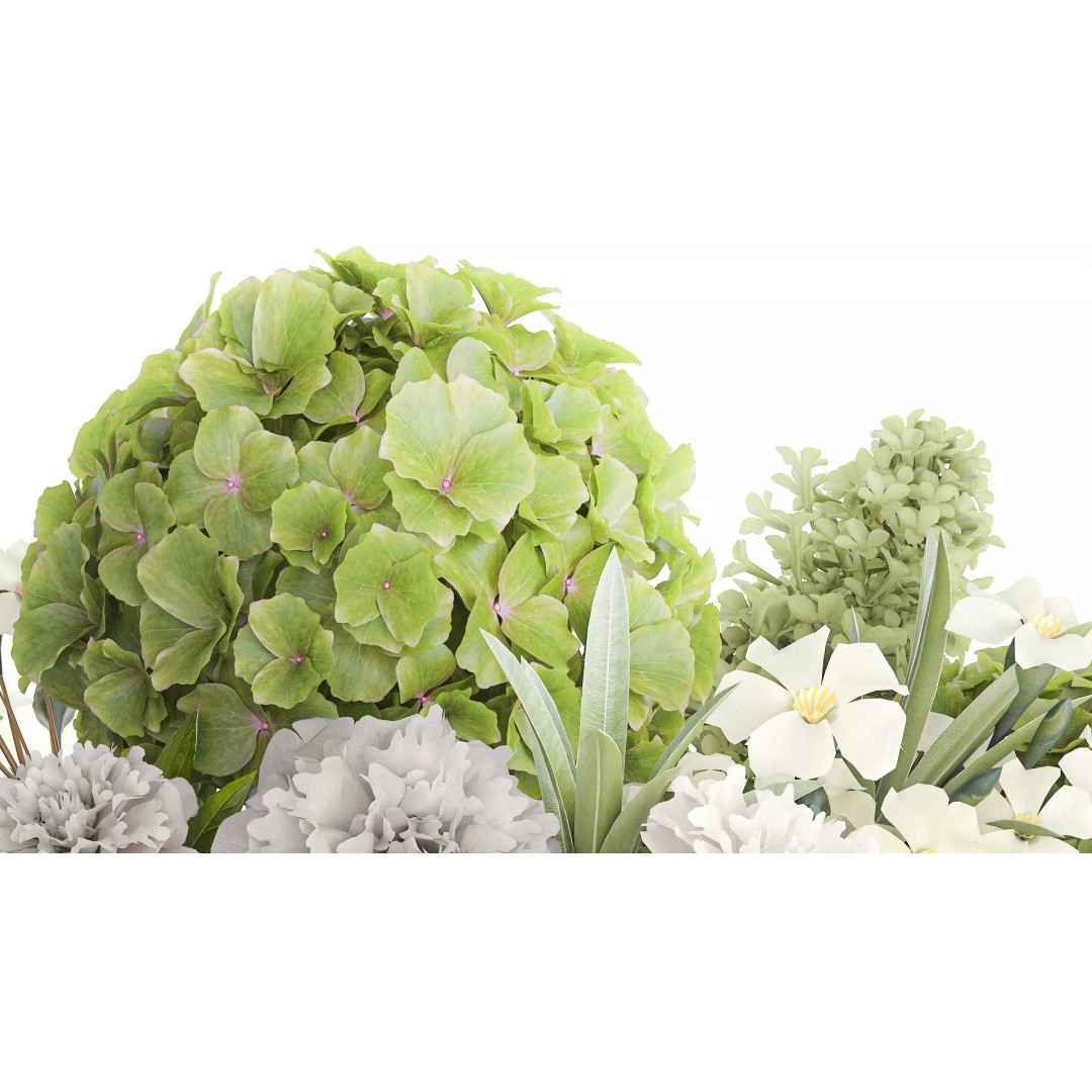 Realistic Hydrangea and Peony Bouquet 3D Model – Modern Table Decor, FBX - View 7