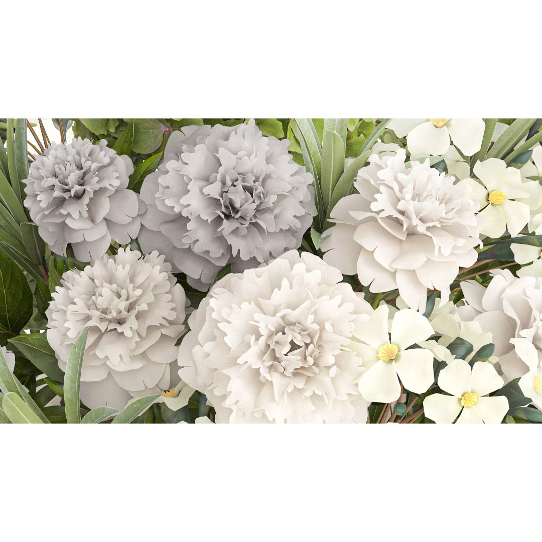 Realistic Hydrangea and Peony Bouquet 3D Model – Modern Table Decor, FBX - View 8