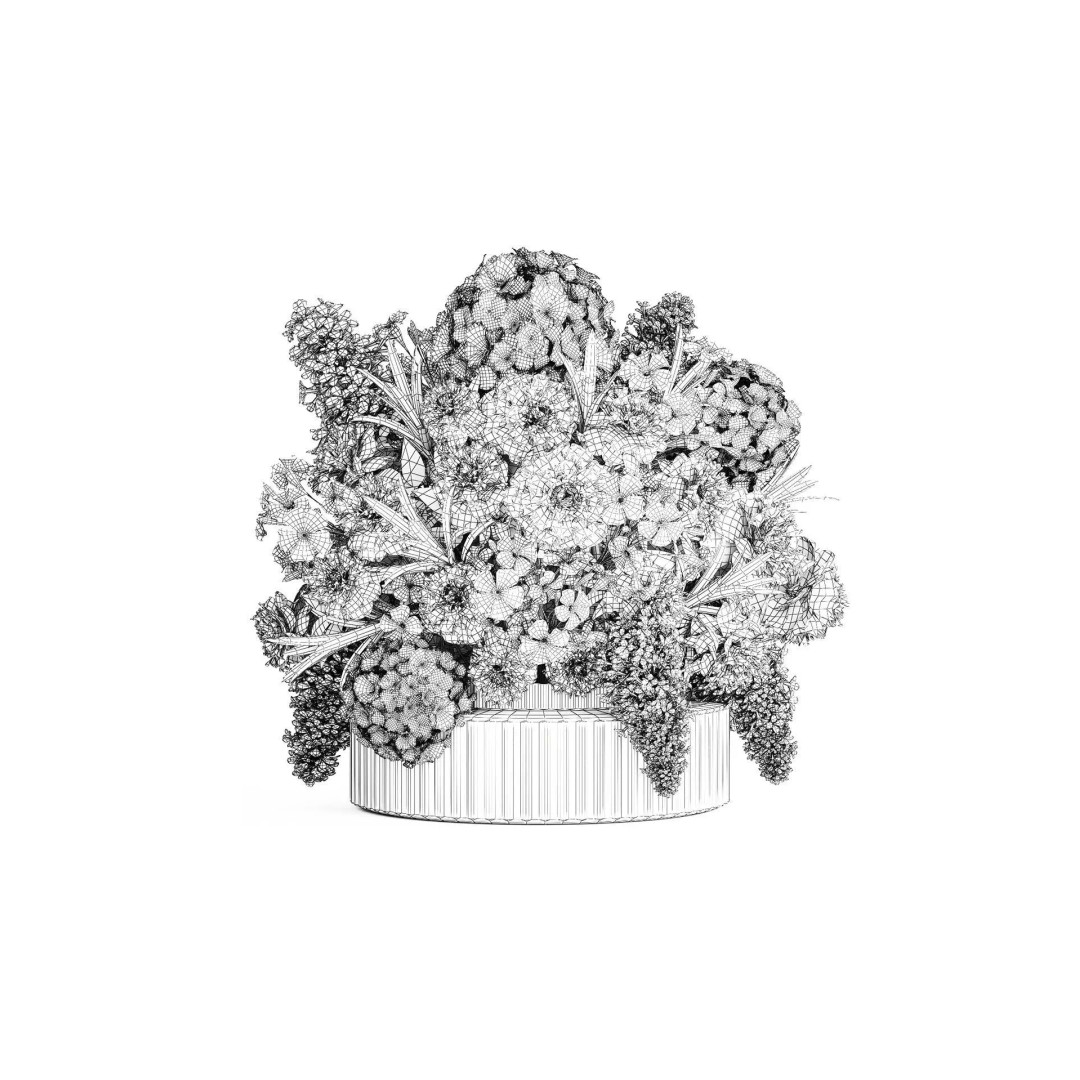Realistic Hydrangea and Peony Bouquet 3D Model – Modern Table Decor, FBX - View 9