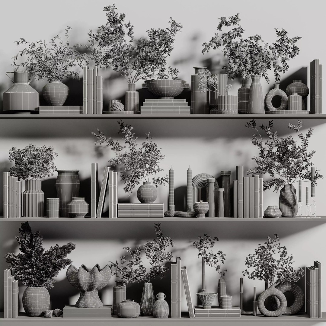 Decorative Set 3D Model – Contemporary Home Decor with PBR Textures