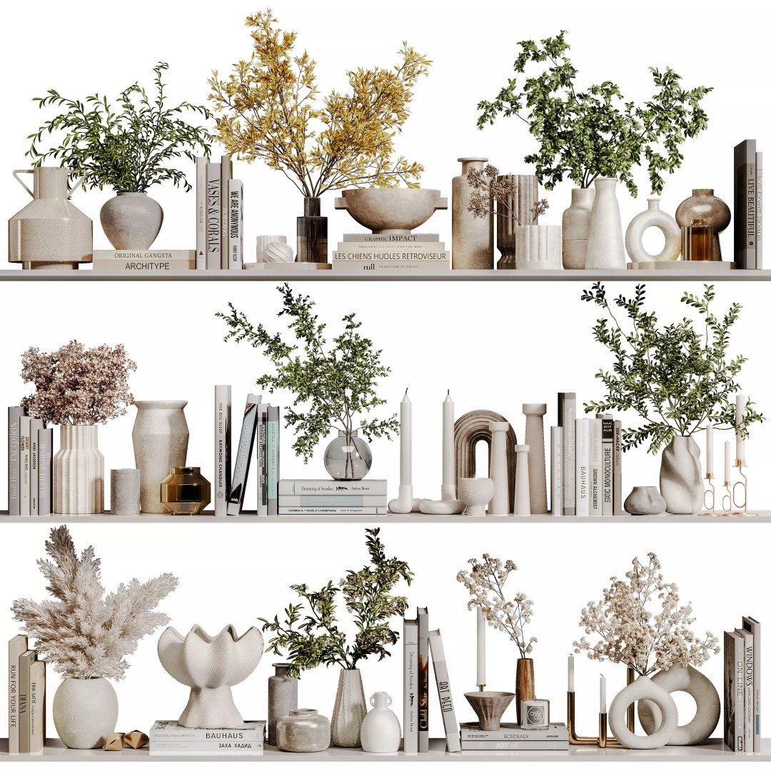 Decorative Set 3D Model – Contemporary Home Decor with PBR Textures - View 2