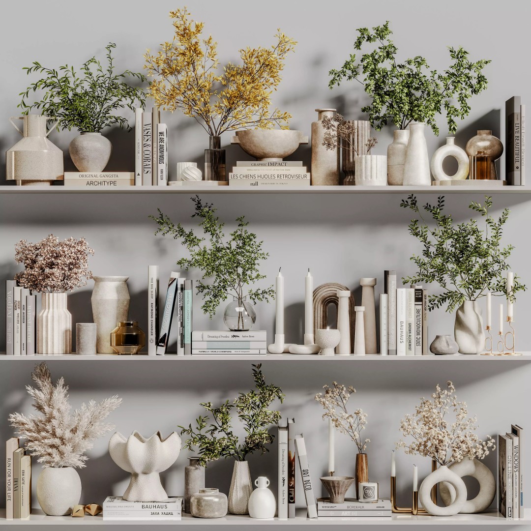 Decorative Set 3D Model – Contemporary Home Decor with PBR Textures - View 3