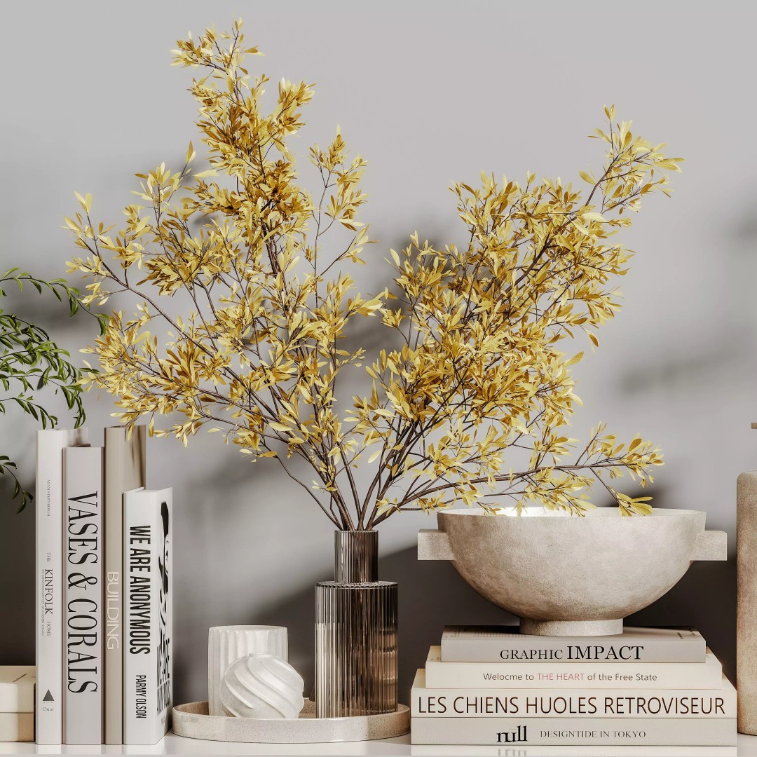 Decorative Set 3D Model – Contemporary Home Decor with PBR Textures - View 6