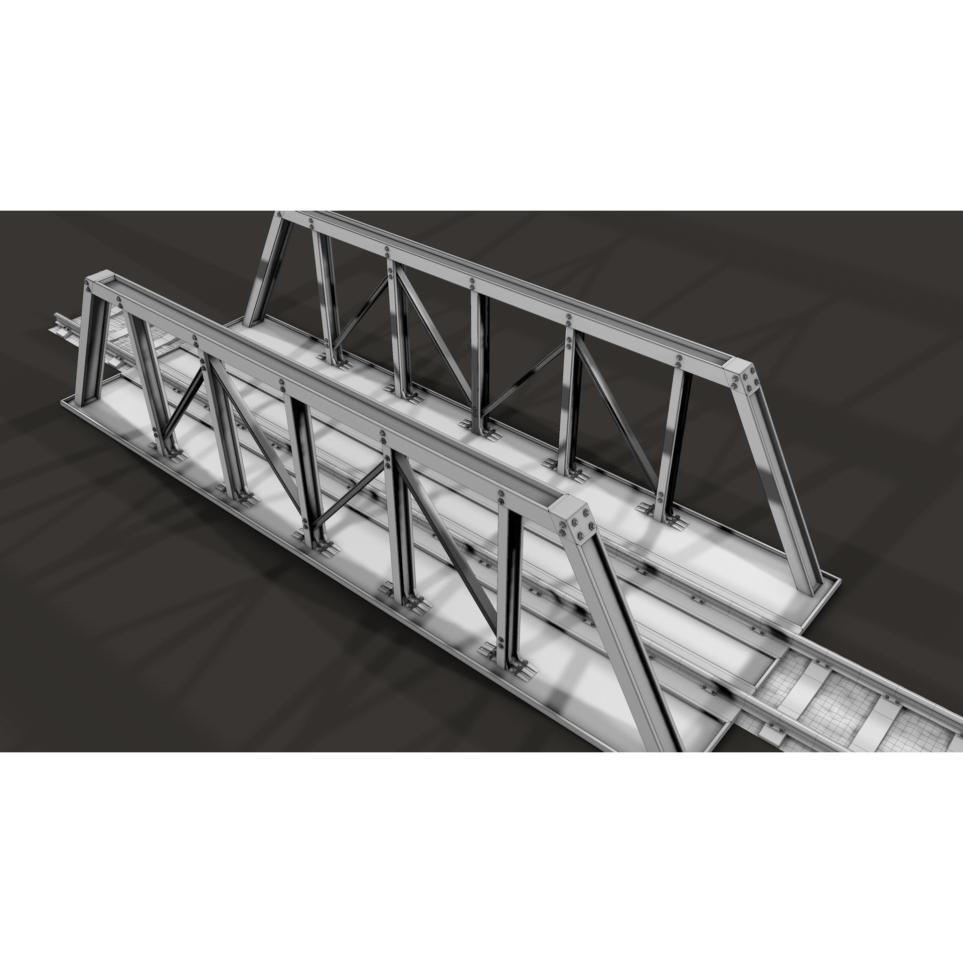 Modular Railway Track Advanced Collection - Game-Ready 3D Model