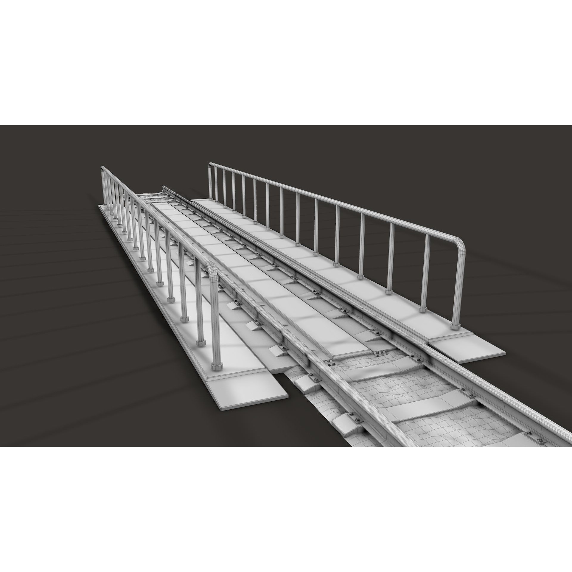 Modular Railway Track Advanced Collection - Game-Ready 3D Model - View 24