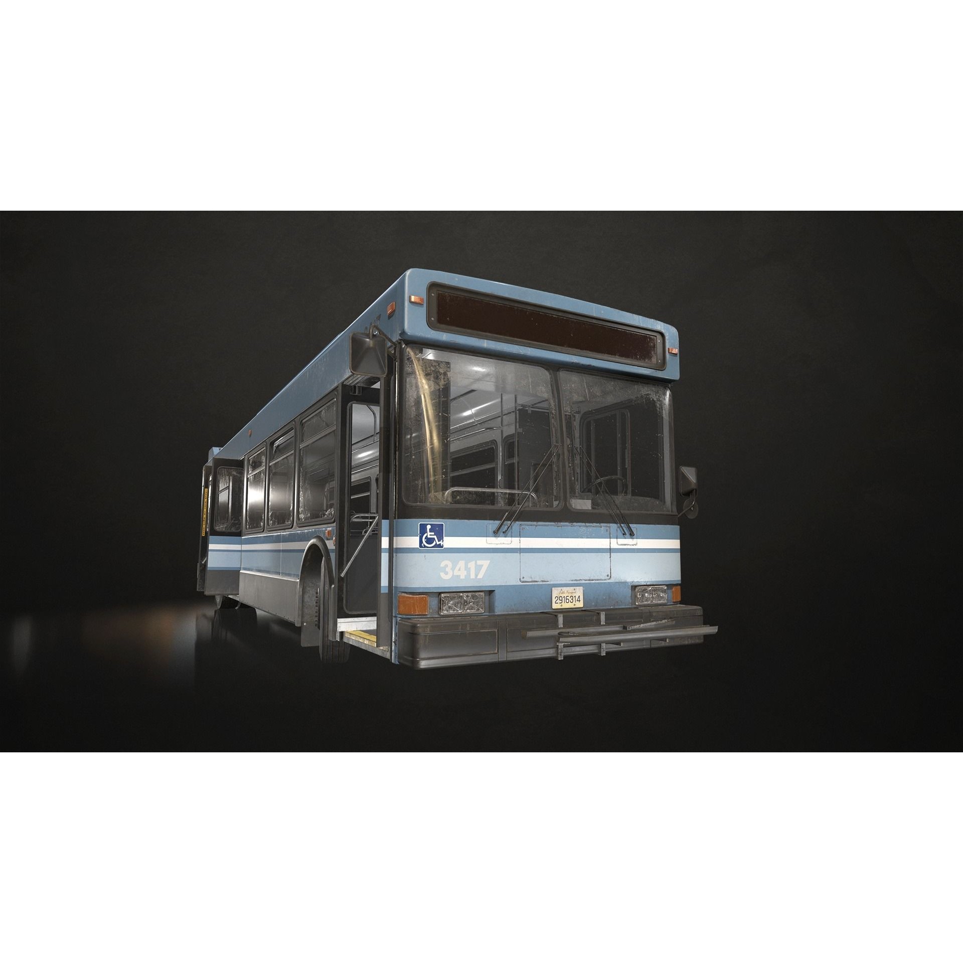 City Bus V2 - Low-Poly Game-Ready 3D Model - View 3