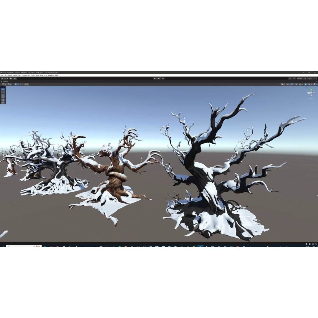 Haunted Snow Trees 3D Model – Stylized Winter Fantasy Asset, FBX