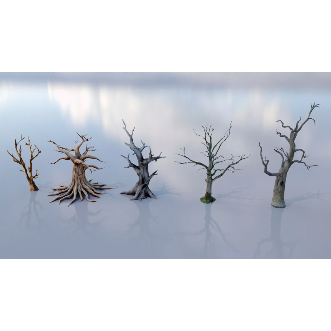 Haunted Snow Trees 3D Model – Stylized Winter Fantasy Asset, FBX - View 10