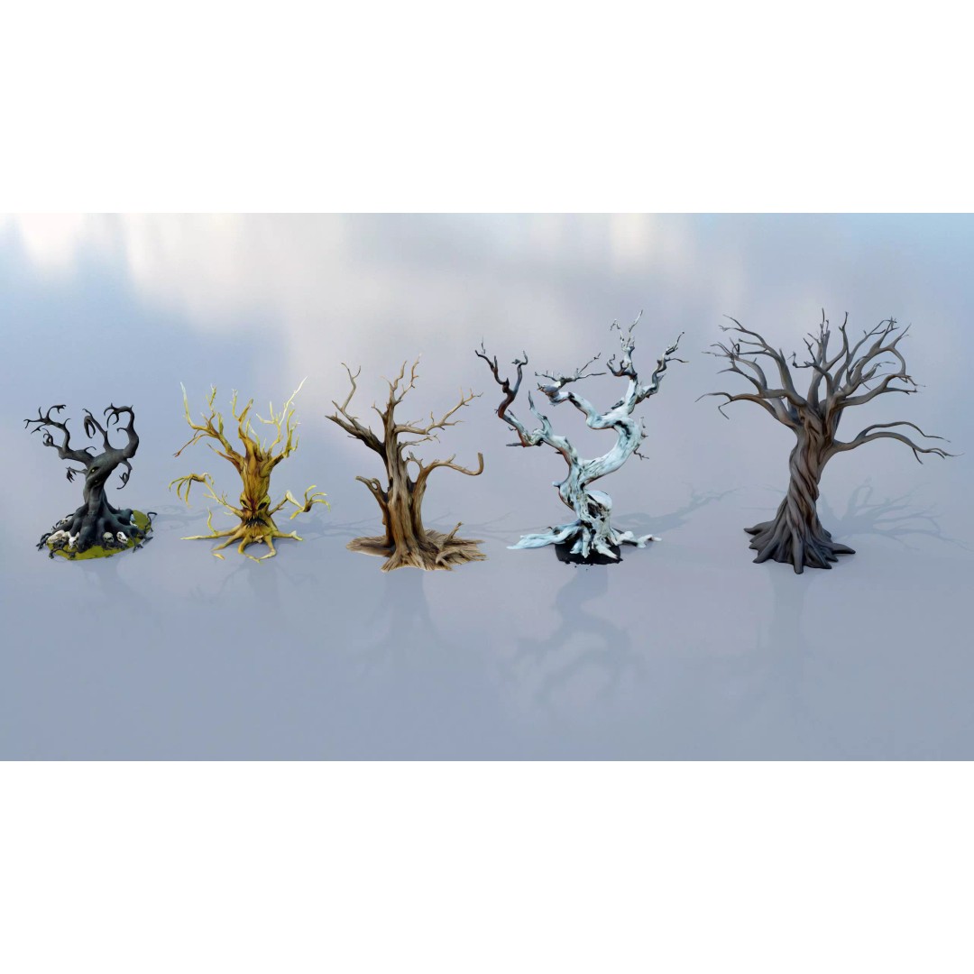 Haunted Snow Trees 3D Model – Stylized Winter Fantasy Asset, FBX - View 12
