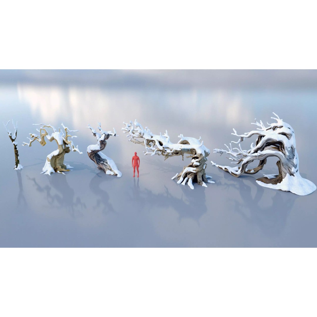 Haunted Snow Trees 3D Model – Stylized Winter Fantasy Asset, FBX - View 13