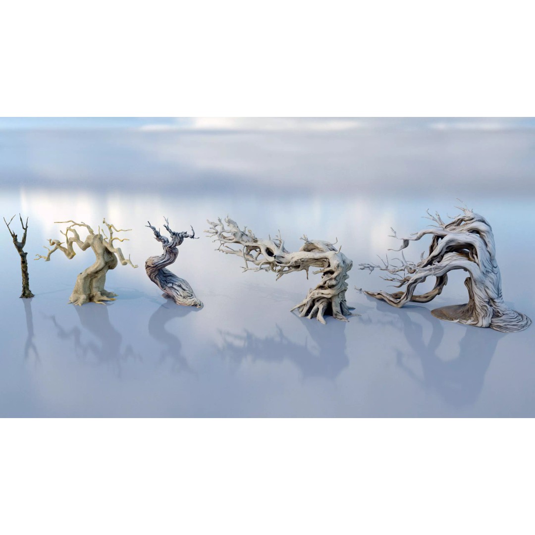 Haunted Snow Trees 3D Model – Stylized Winter Fantasy Asset, FBX - View 14