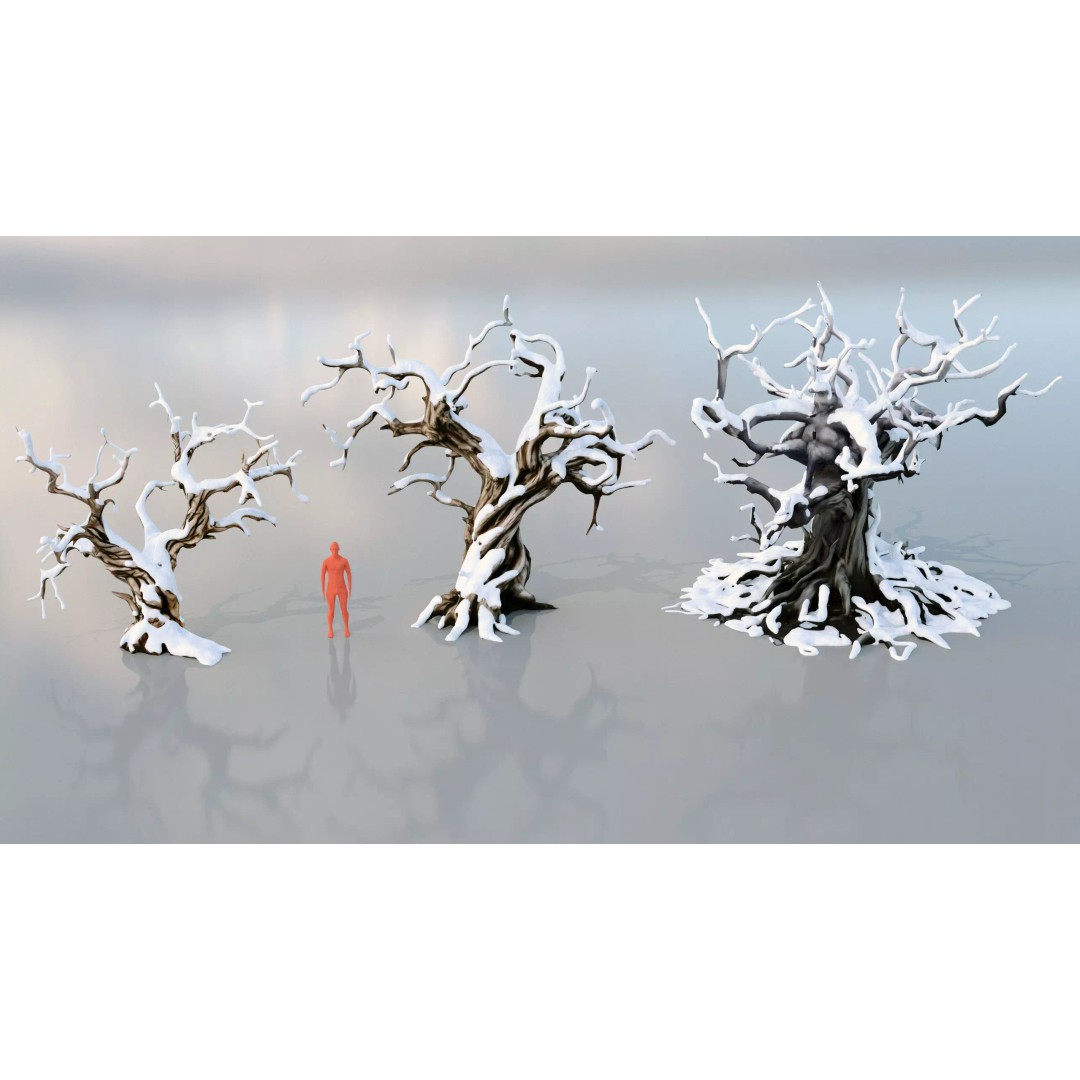 Haunted Snow Trees 3D Model – Stylized Winter Fantasy Asset, FBX - View 15