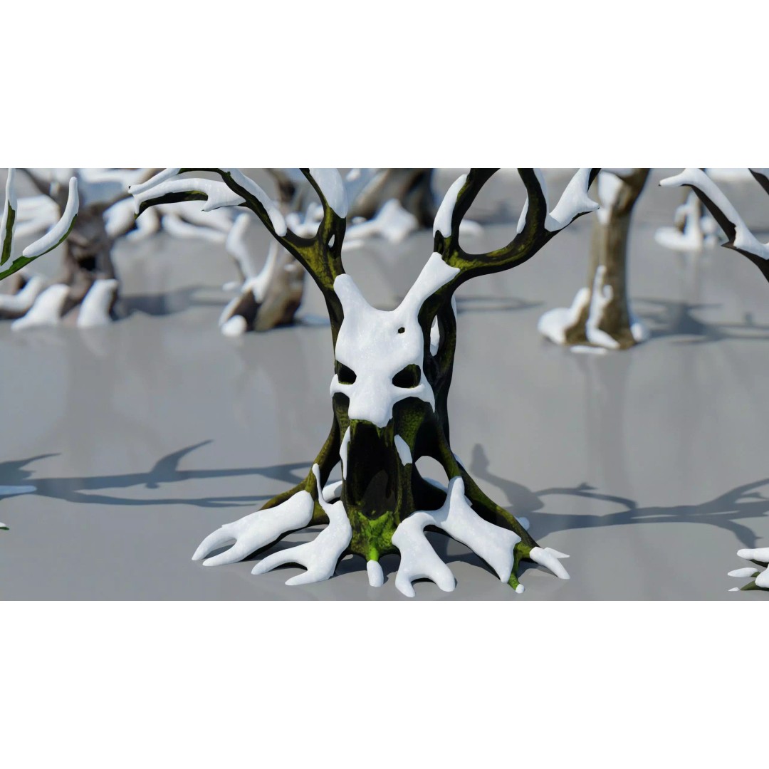 Haunted Snow Trees 3D Model – Stylized Winter Fantasy Asset, FBX - View 18