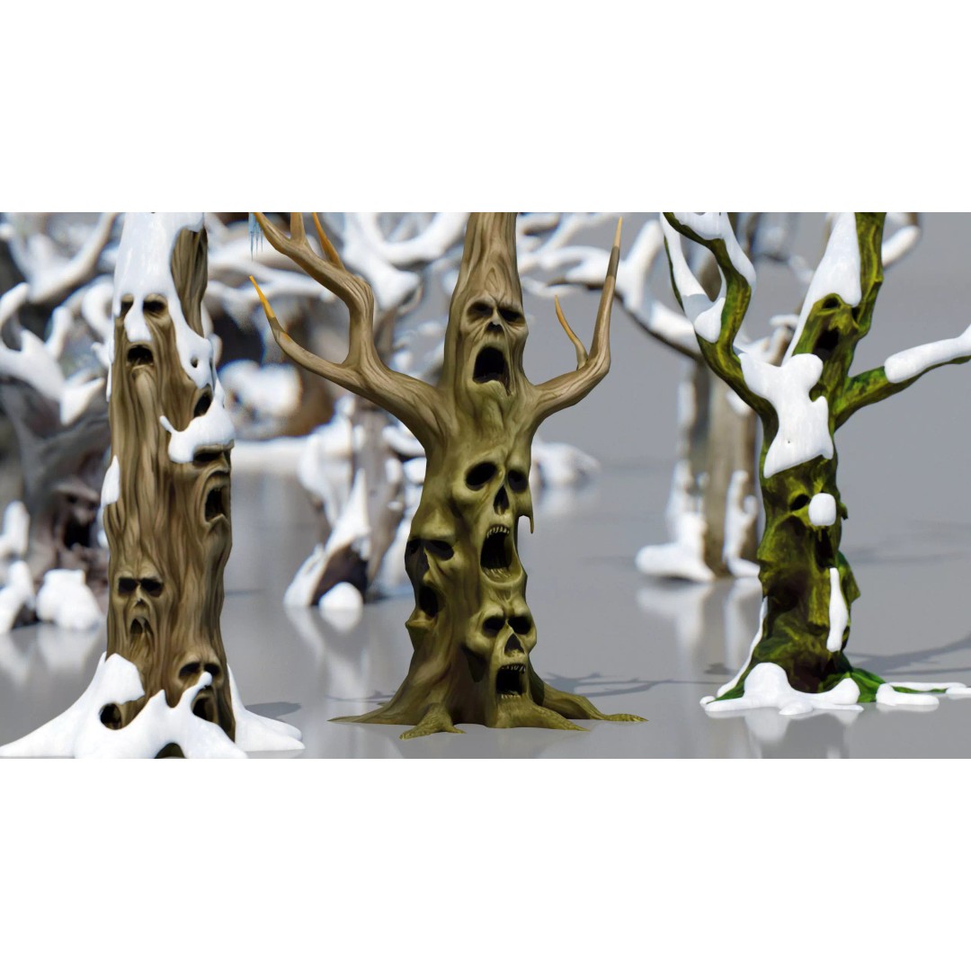 Haunted Snow Trees 3D Model – Stylized Winter Fantasy Asset, FBX - View 20