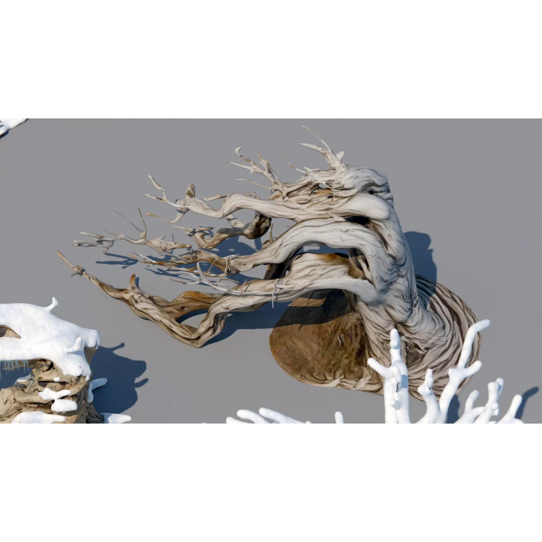 Haunted Snow Trees 3D Model – Stylized Winter Fantasy Asset, FBX - View 25