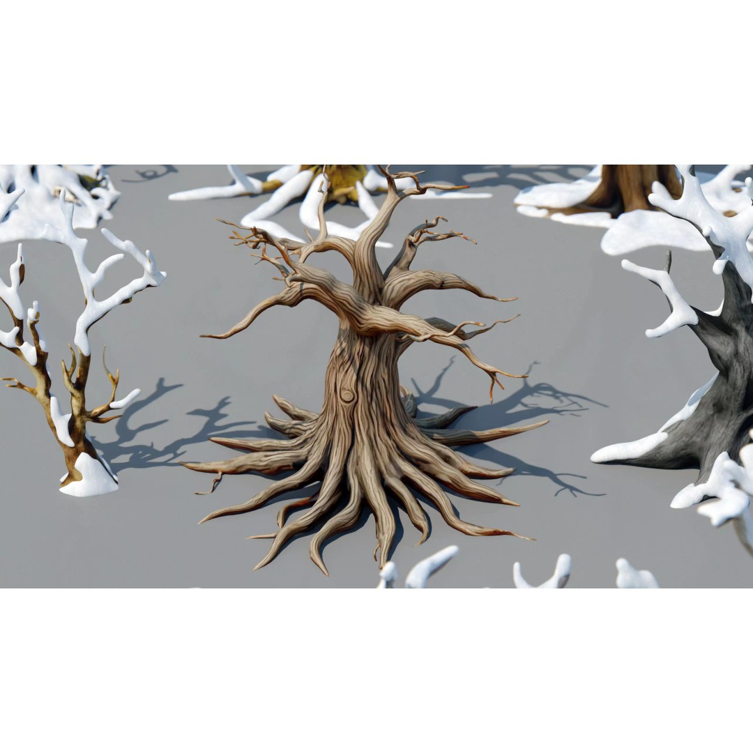 Haunted Snow Trees 3D Model – Stylized Winter Fantasy Asset, FBX - View 28