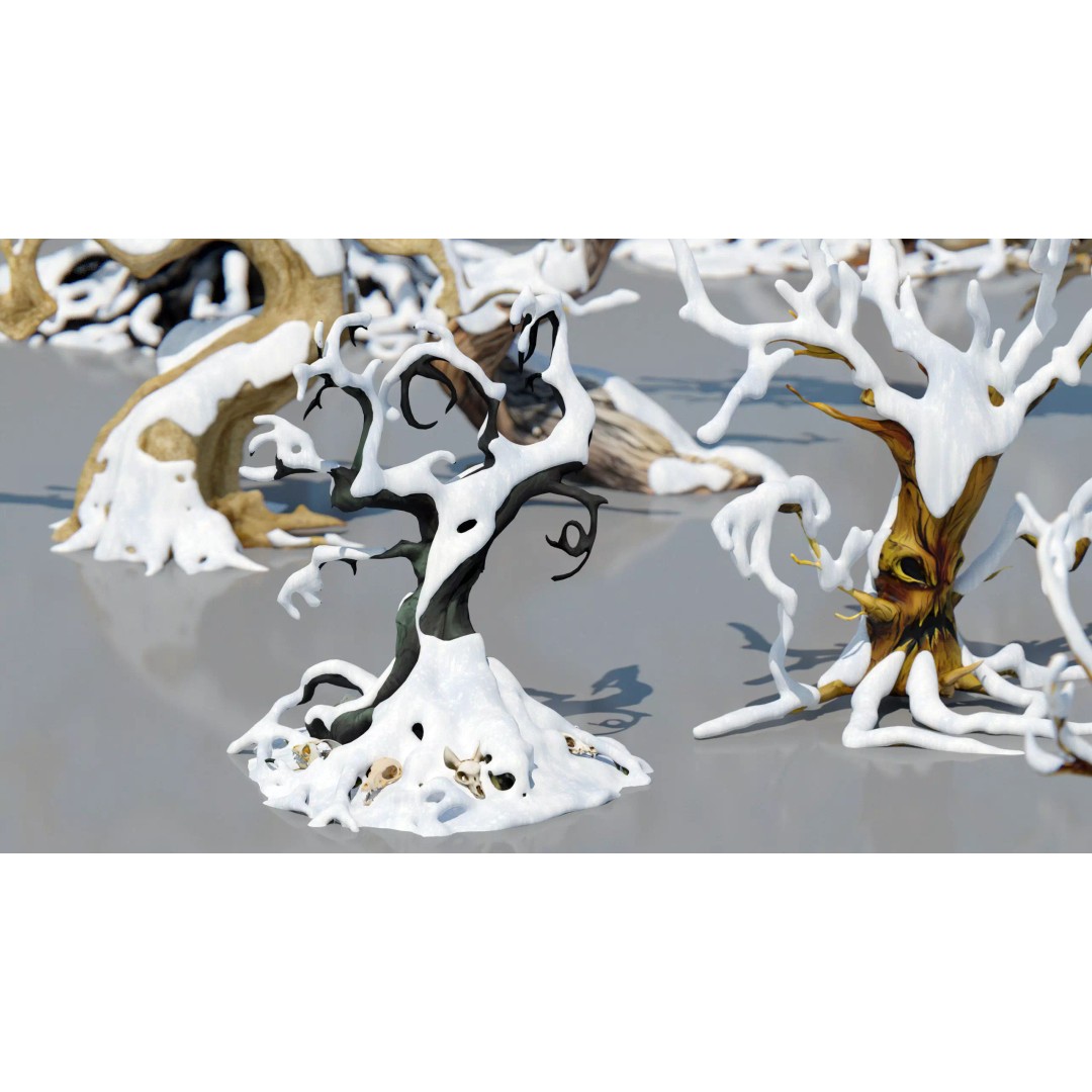 Haunted Snow Trees 3D Model – Stylized Winter Fantasy Asset, FBX - View 29