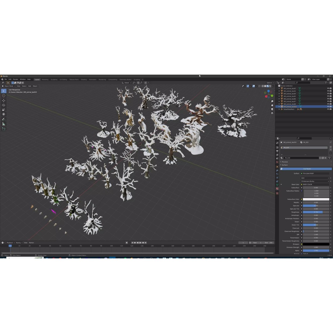 Haunted Snow Trees 3D Model – Stylized Winter Fantasy Asset, FBX - View 38