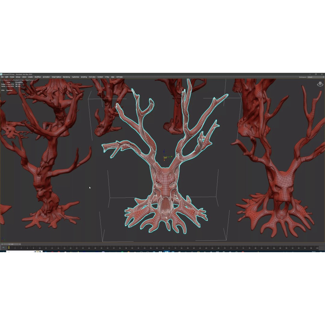 Haunted Snow Trees 3D Model – Stylized Winter Fantasy Asset, FBX - View 42