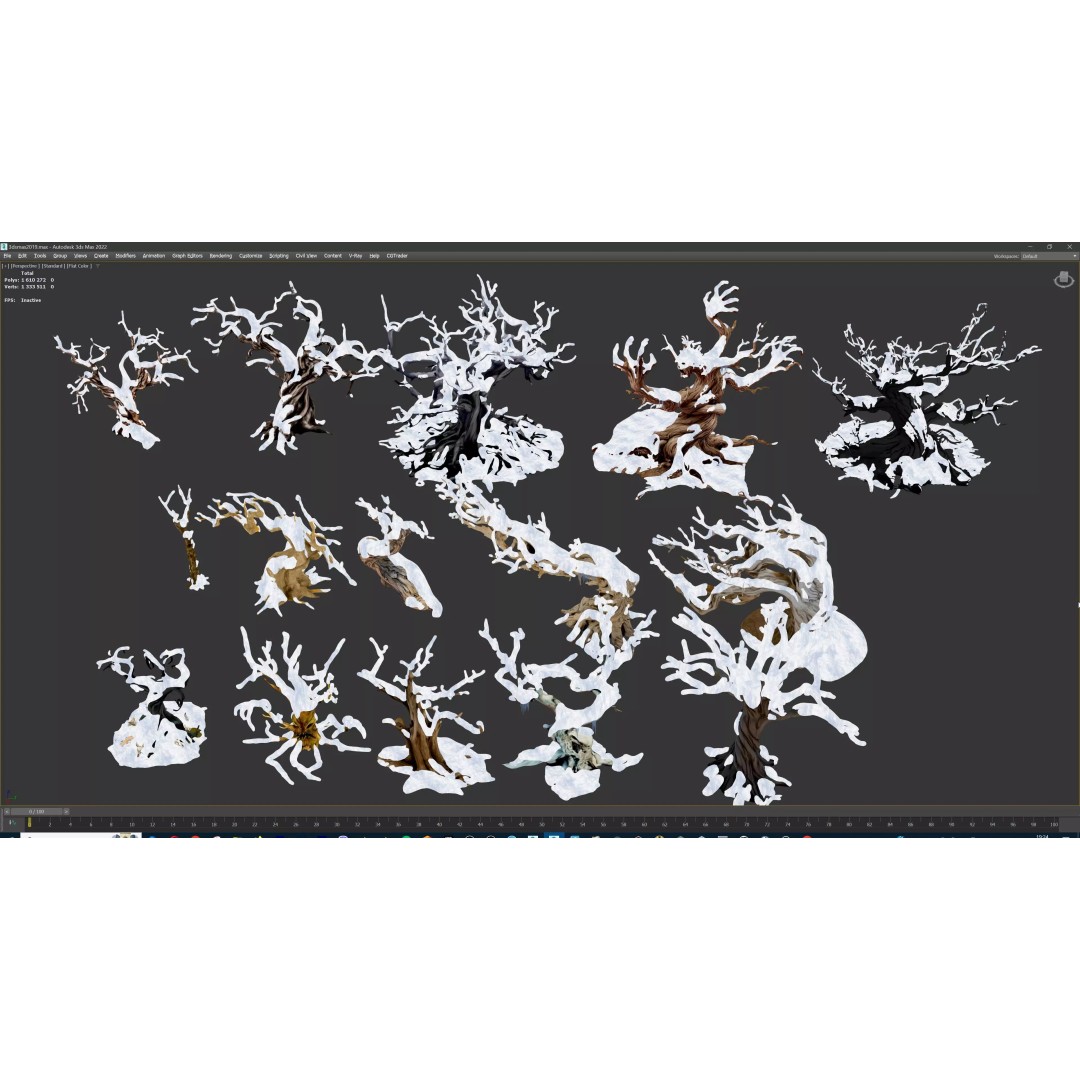 Haunted Snow Trees 3D Model – Stylized Winter Fantasy Asset, FBX - View 43