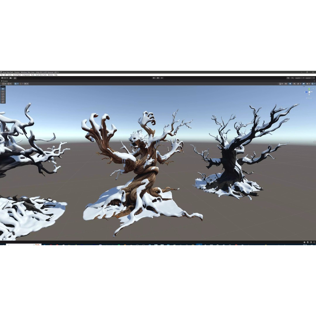 Haunted Snow Trees 3D Model – Stylized Winter Fantasy Asset, FBX - View 53