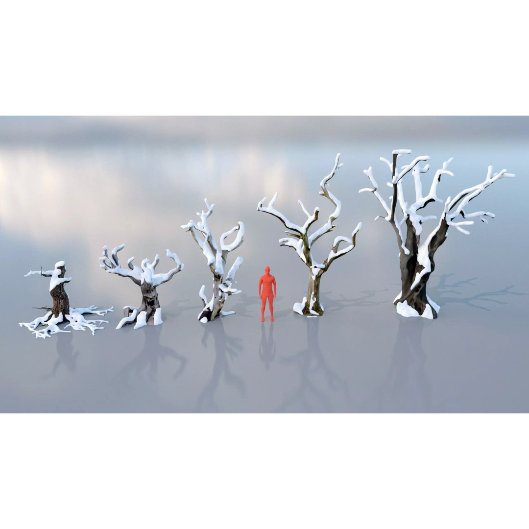 Haunted Snow Trees 3D Model – Stylized Winter Fantasy Asset, FBX - View 7