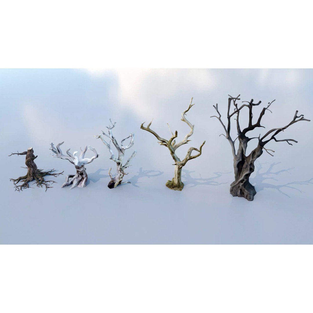 Haunted Snow Trees 3D Model – Stylized Winter Fantasy Asset, FBX - View 8