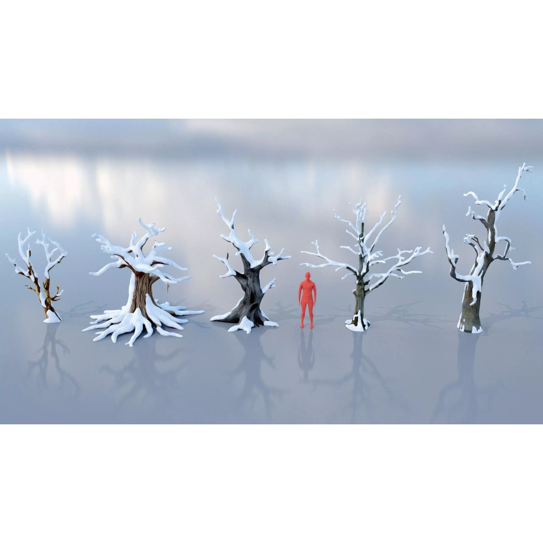 Haunted Snow Trees 3D Model – Stylized Winter Fantasy Asset, FBX - View 9