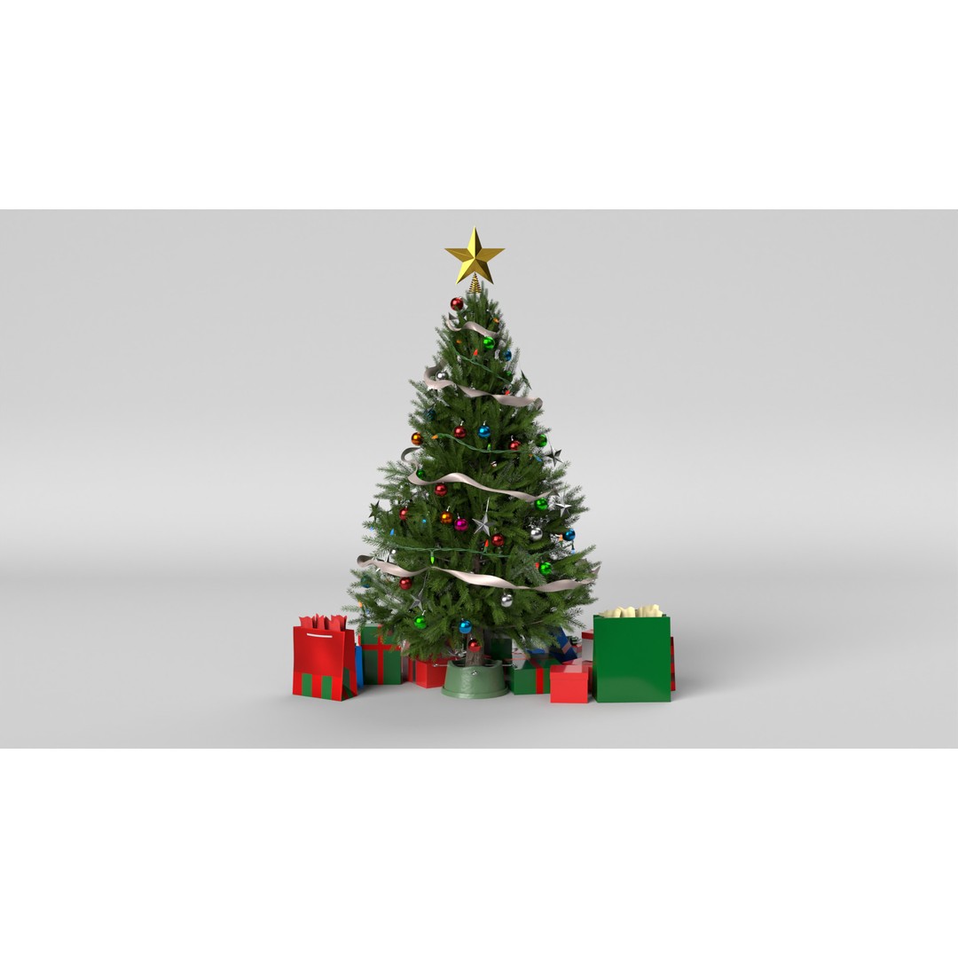Christmas Tree 3D Model – PBR Textured Game Asset, Blender - View 10