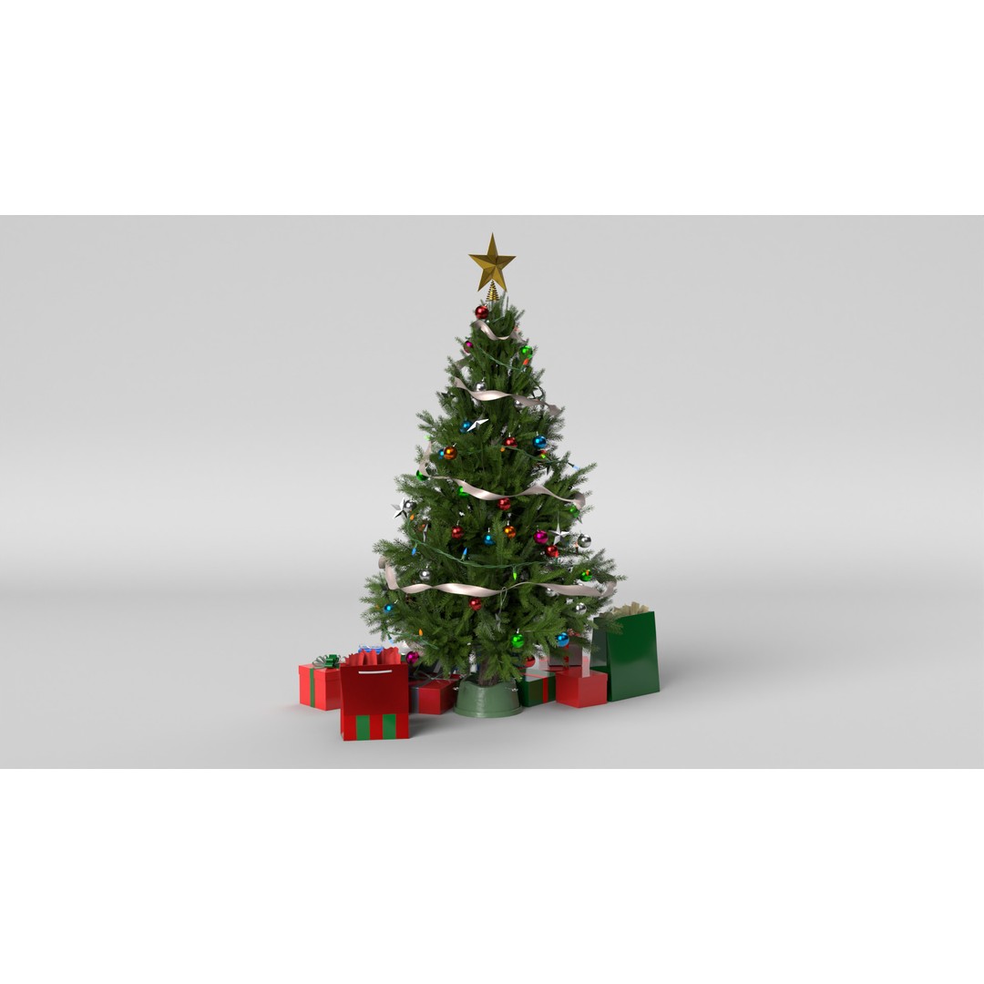 Christmas Tree 3D Model – PBR Textured Game Asset, Blender - View 11