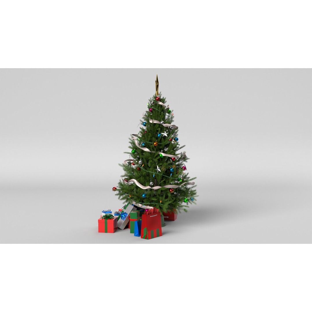 Christmas Tree 3D Model – PBR Textured Game Asset, Blender - View 12