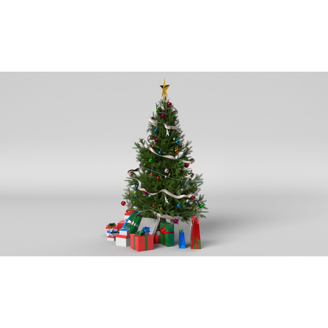 Christmas Tree 3D Model – PBR Textured Game Asset, Blender - View 13