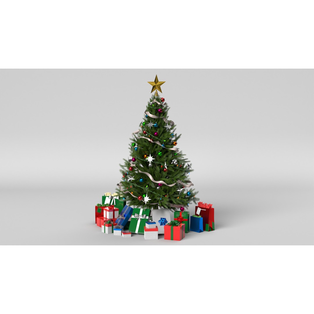 Christmas Tree 3D Model – PBR Textured Game Asset, Blender - View 14