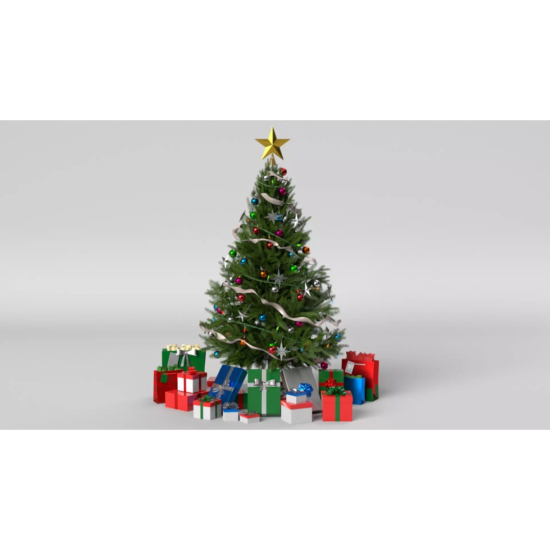 Christmas Tree 3D Model – PBR Textured Game Asset, Blender - View 2