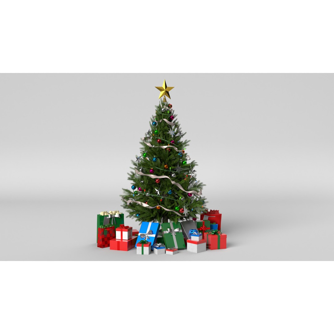 Christmas Tree 3D Model – PBR Textured Game Asset, Blender - View 6