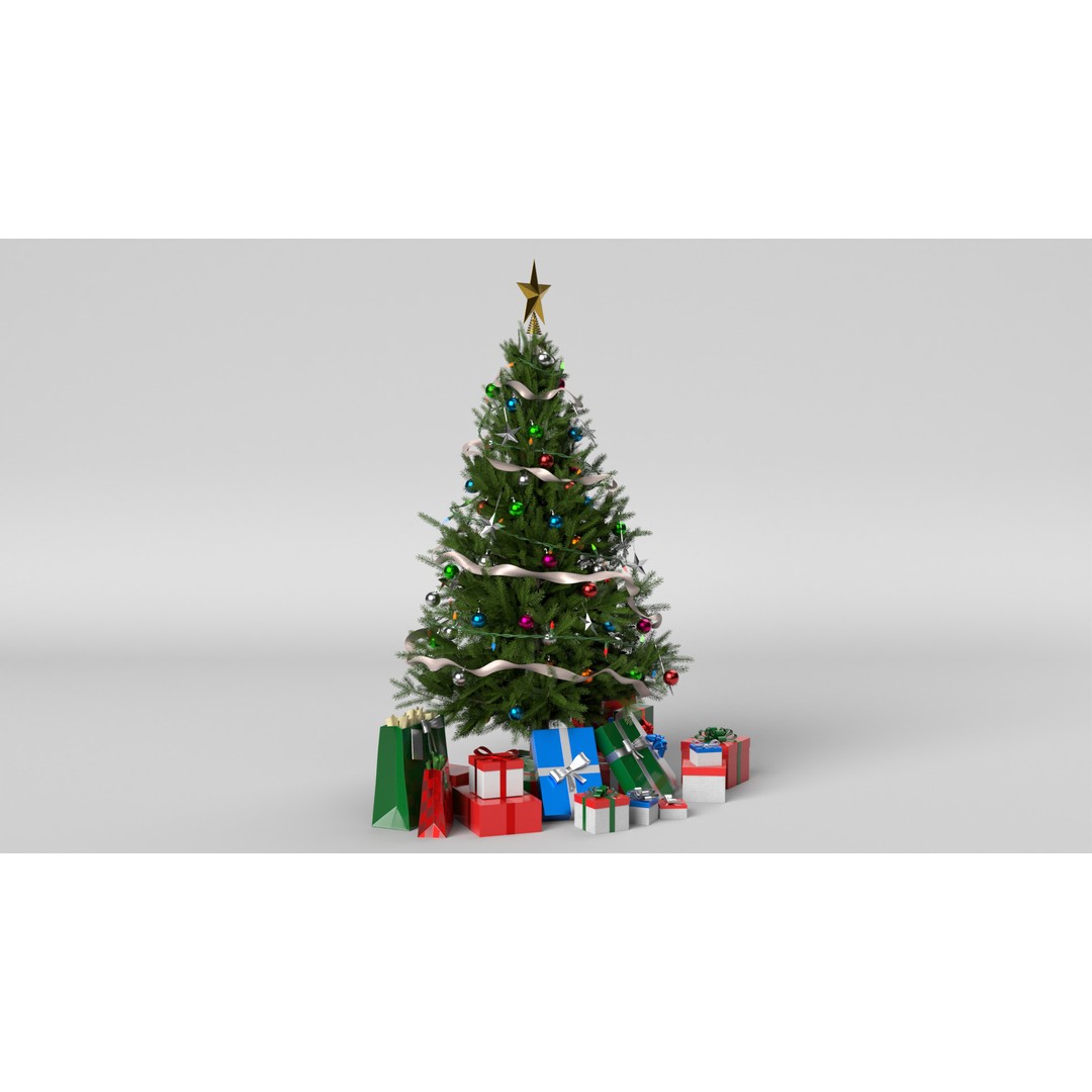 Christmas Tree 3D Model – PBR Textured Game Asset, Blender - View 7