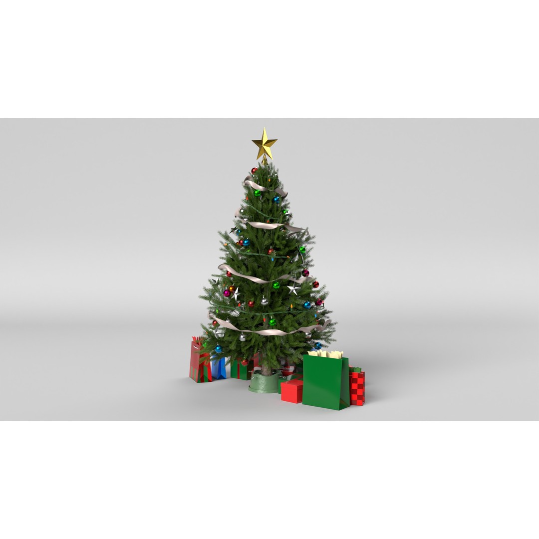 Christmas Tree 3D Model – PBR Textured Game Asset, Blender - View 9