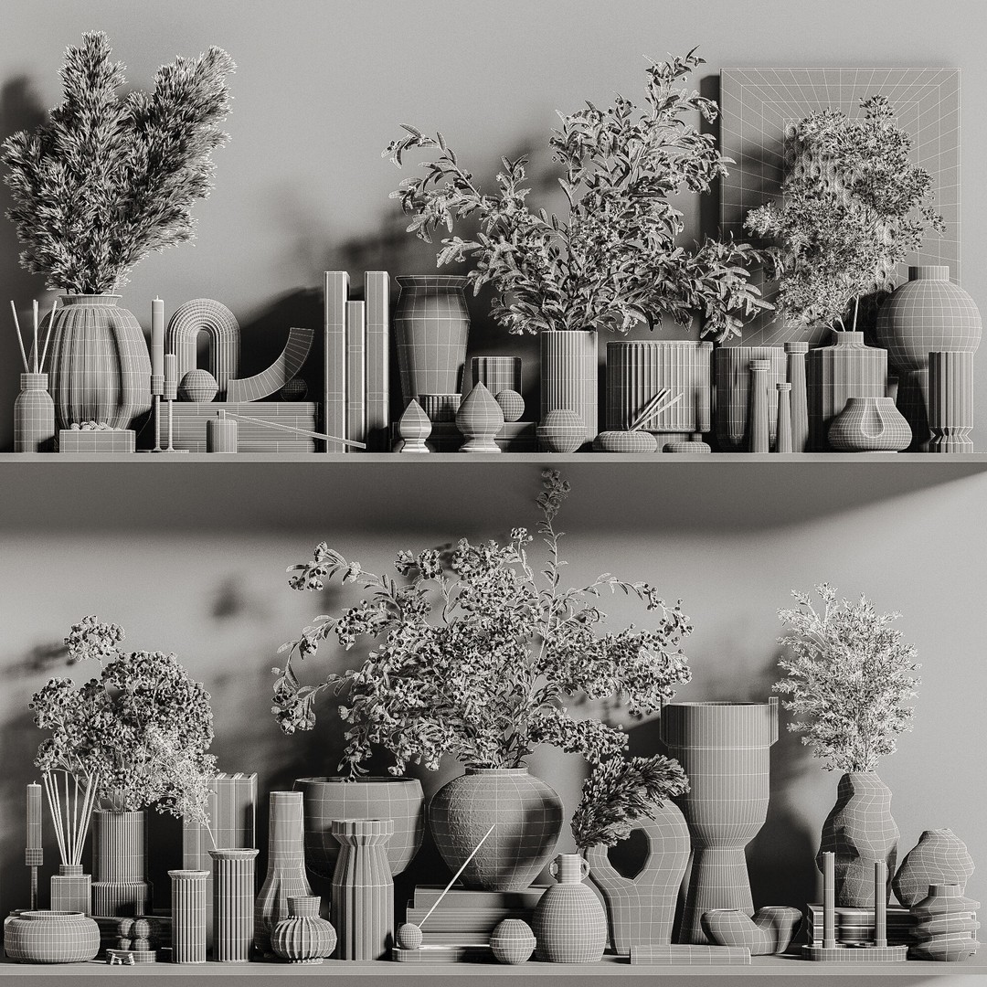 Decorative Set 138 3D Model – Contemporary Home Décor, PBR Textures