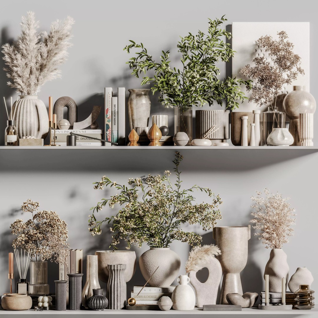 Decorative Set 138 3D Model – Contemporary Home Décor, PBR Textures - View 2