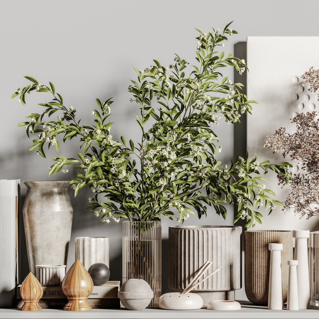 Decorative Set 138 3D Model – Contemporary Home Décor, PBR Textures - View 3
