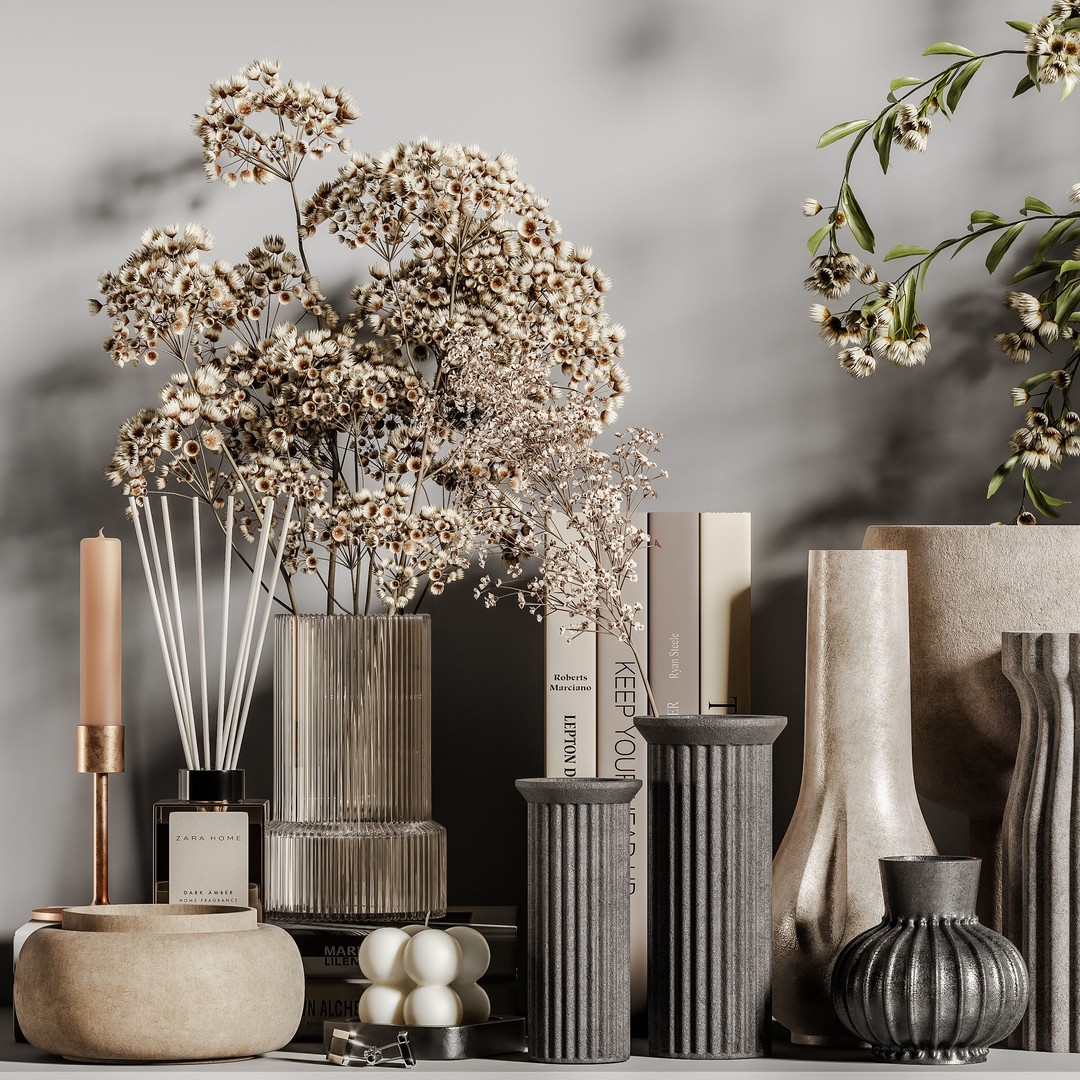 Decorative Set 138 3D Model – Contemporary Home Décor, PBR Textures - View 6