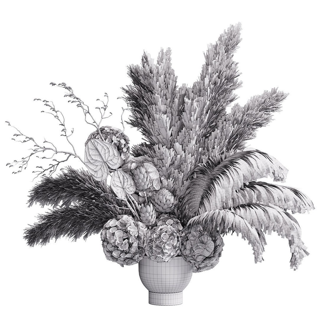 Flower In Vase 3D Model – High Poly Decorative Asset, FBX, OBJ - View 5