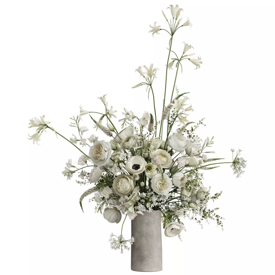 Flower In Vase 3D Model – High Poly PBR Asset, FBX & OBJ Formats - View 2