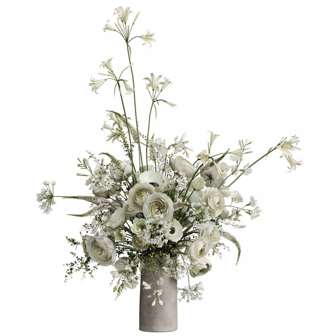 Flower In Vase 3D Model – High Poly PBR Asset, FBX & OBJ Formats - View 3