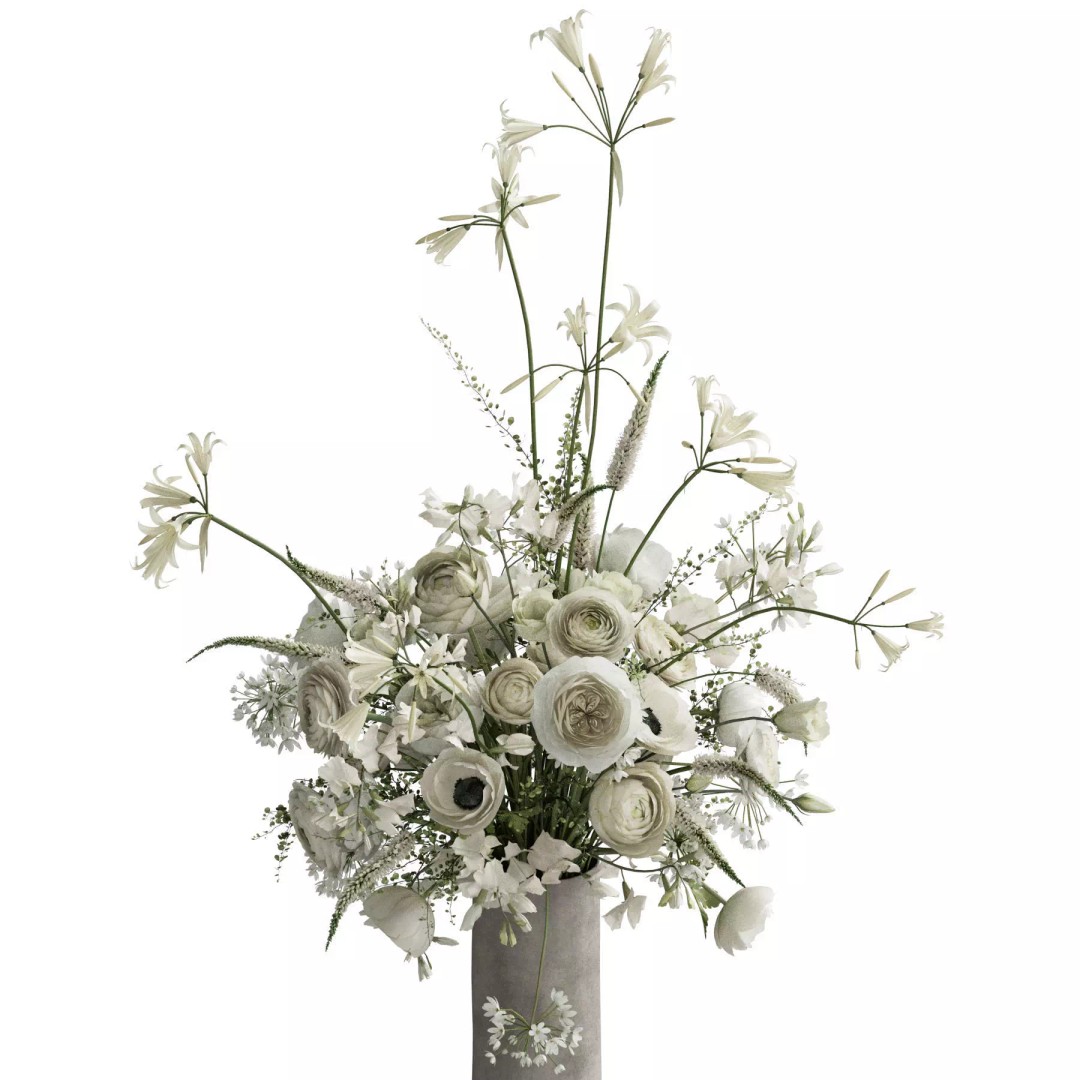 Flower In Vase 3D Model – High Poly PBR Asset, FBX & OBJ Formats - View 4