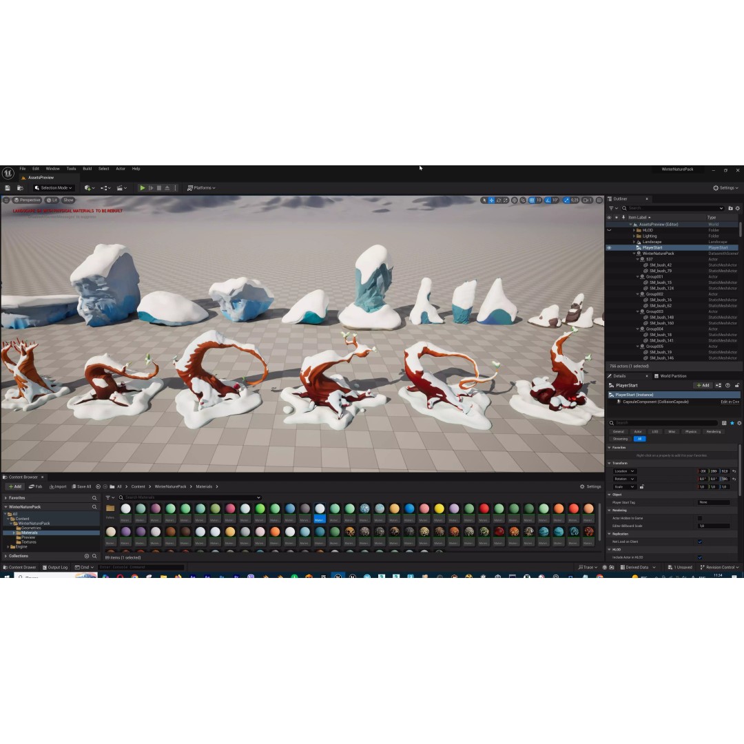 Stylized Winter Tree and Bush 3D Model – Low Poly Game Asset, FBX - View 101