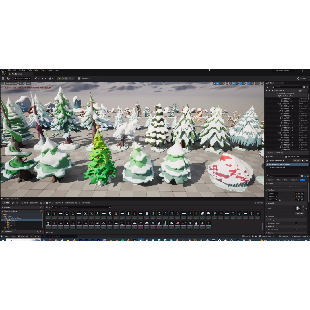 Stylized Winter Tree and Bush 3D Model – Low Poly Game Asset, FBX - View 106