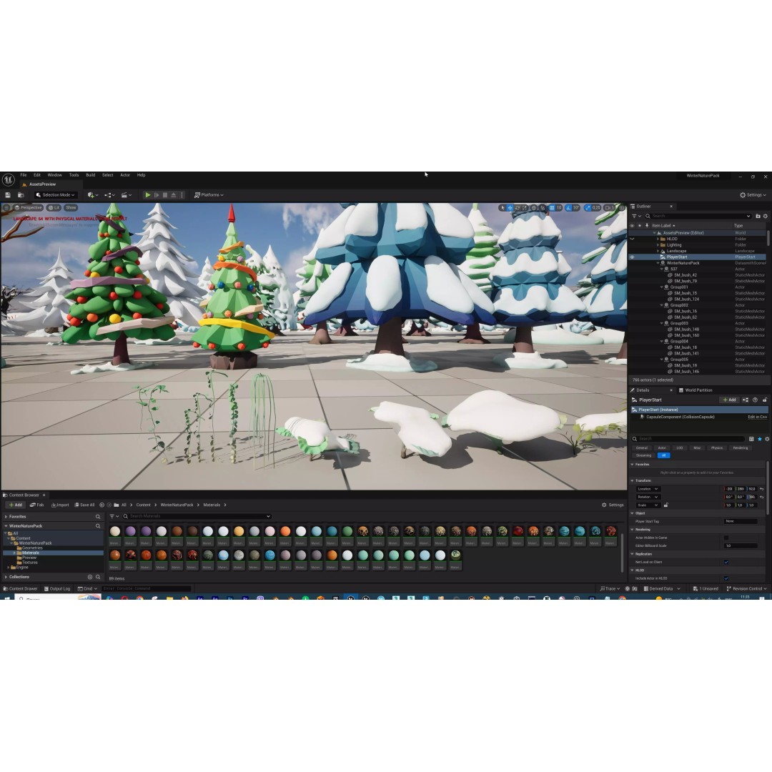 Stylized Winter Tree and Bush 3D Model – Low Poly Game Asset, FBX - View 108