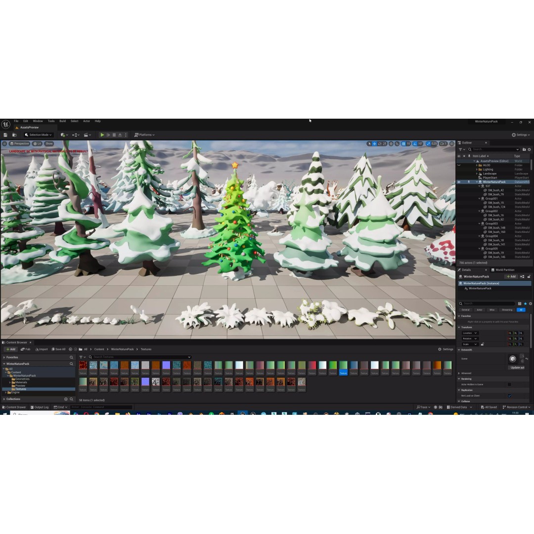 Stylized Winter Tree and Bush 3D Model – Low Poly Game Asset, FBX - View 113