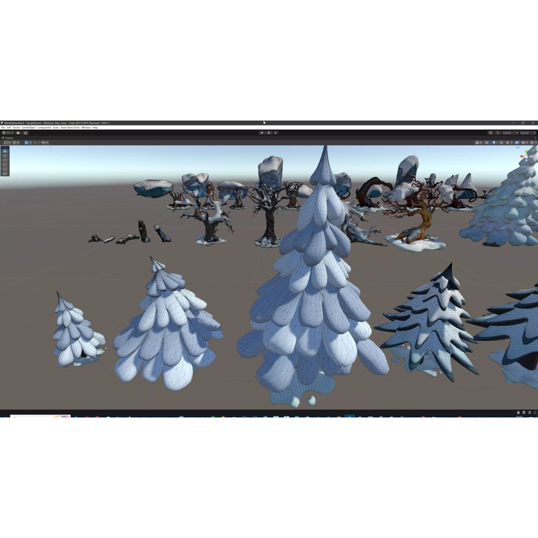 Stylized Winter Tree and Bush 3D Model – Low Poly Game Asset, FBX - View 118